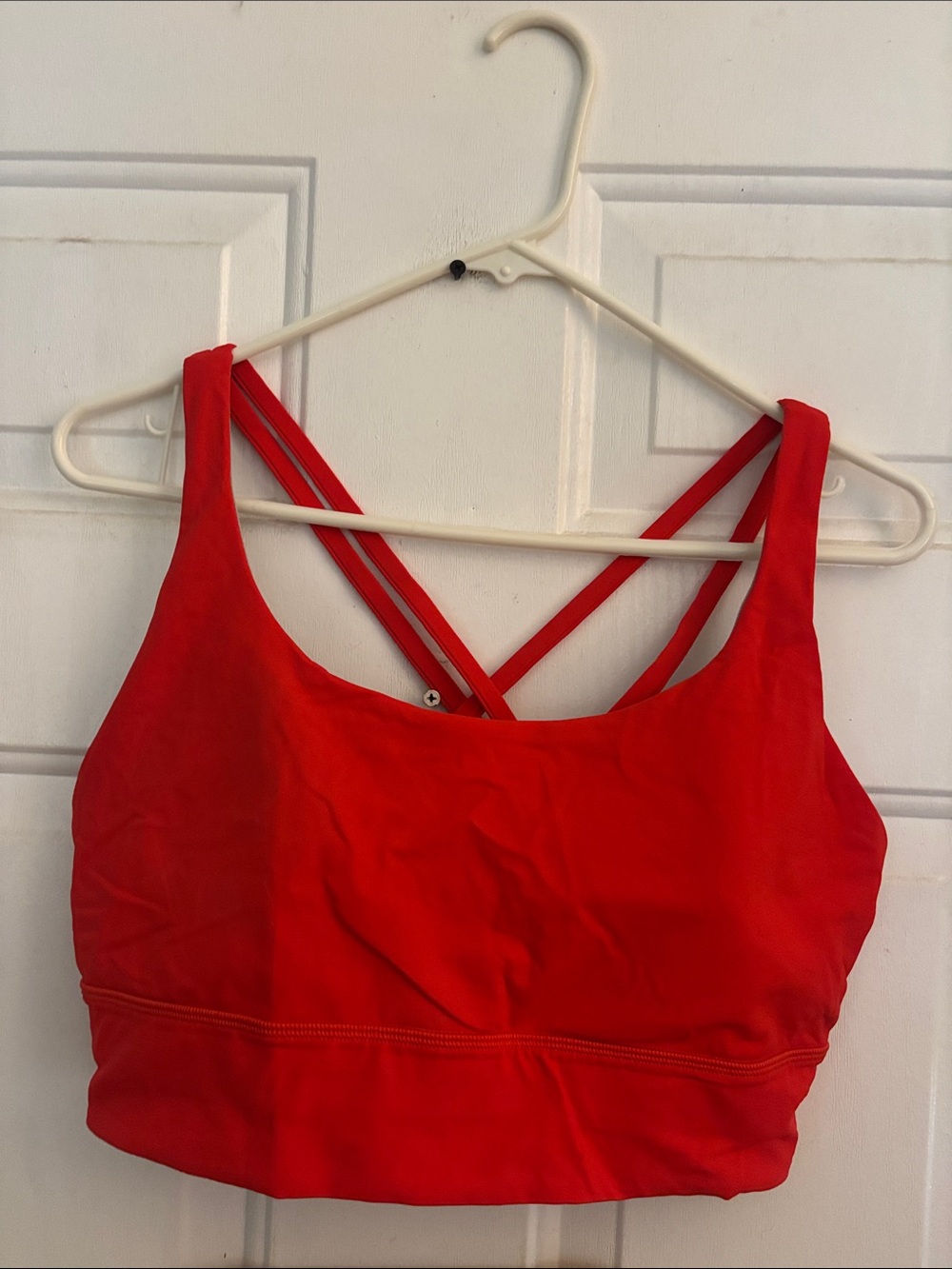 Lululemon Energy Bra Long Line, Carnation Red, Size 14
